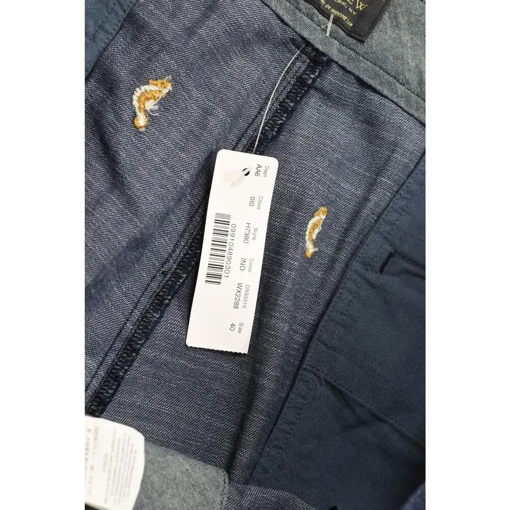 J.Crew Men's Size 40 Blue Chambray Seahorse Embroidered Chino Shorts 10.5 Inseam